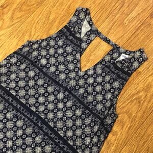 Old Navy Blue White Floral Diamond Paisley Striped Sleeveless Dress Size XS
